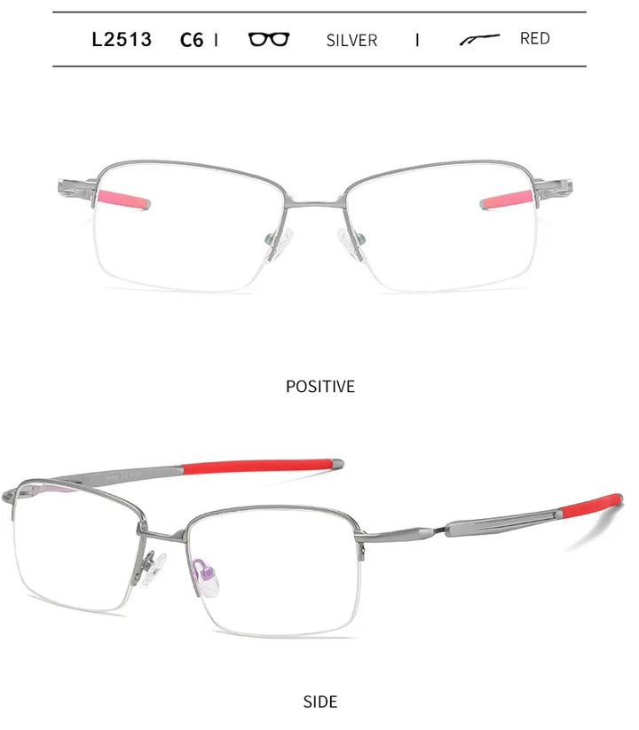 Handoer Unisex Semi Rim Square Alloy Acetate Eyeglasses 952181 Semi Rim Handoer C6