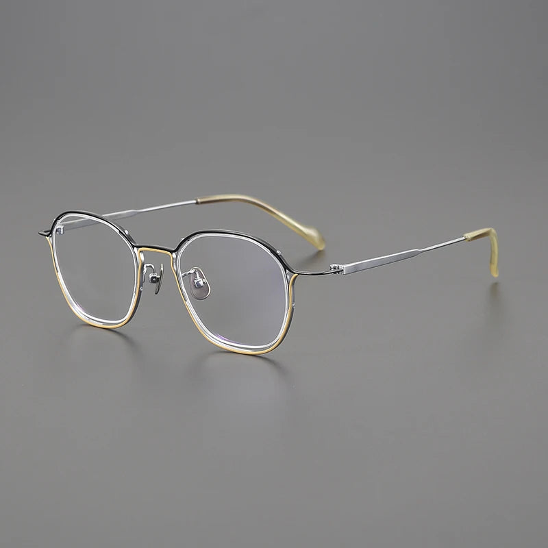 Gatenac Unisex Full Rim Square Titanium Eyeglasses Gxyj1562 Full Rim Gatenac Black Yellow