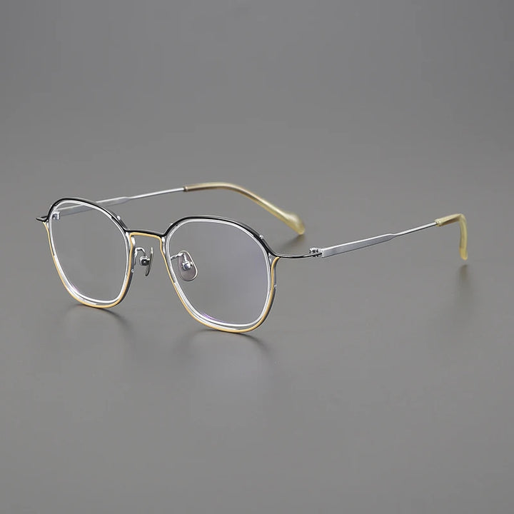 Gatenac Unisex Full Rim Square Titanium Eyeglasses Gxyj1562 Full Rim Gatenac Black Yellow