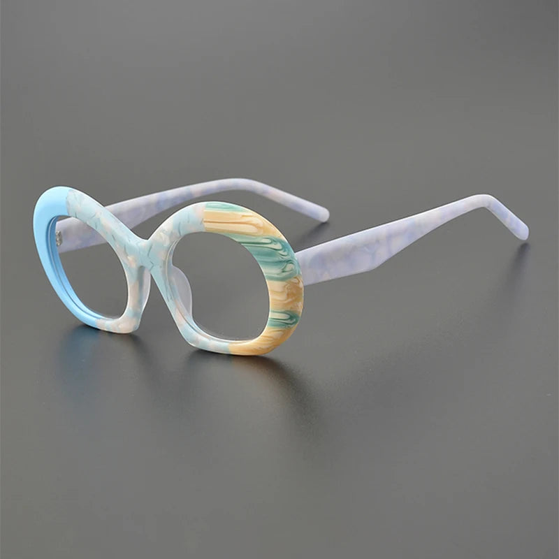 Nobler Unisex Full Rim Flat Bottom Round Acetate Eyeglasses 19345 Full Rim Nobler C4