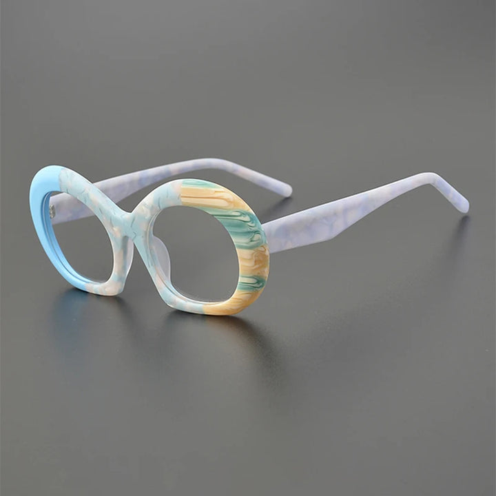 Nobler Unisex Full Rim Flat Bottom Round Acetate Eyeglasses 19345 Full Rim Nobler C4