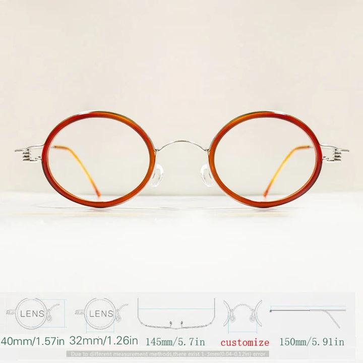 Yujo Unisex Full Rim Oval Steel Acetate Screwless Reading Glasses 61433