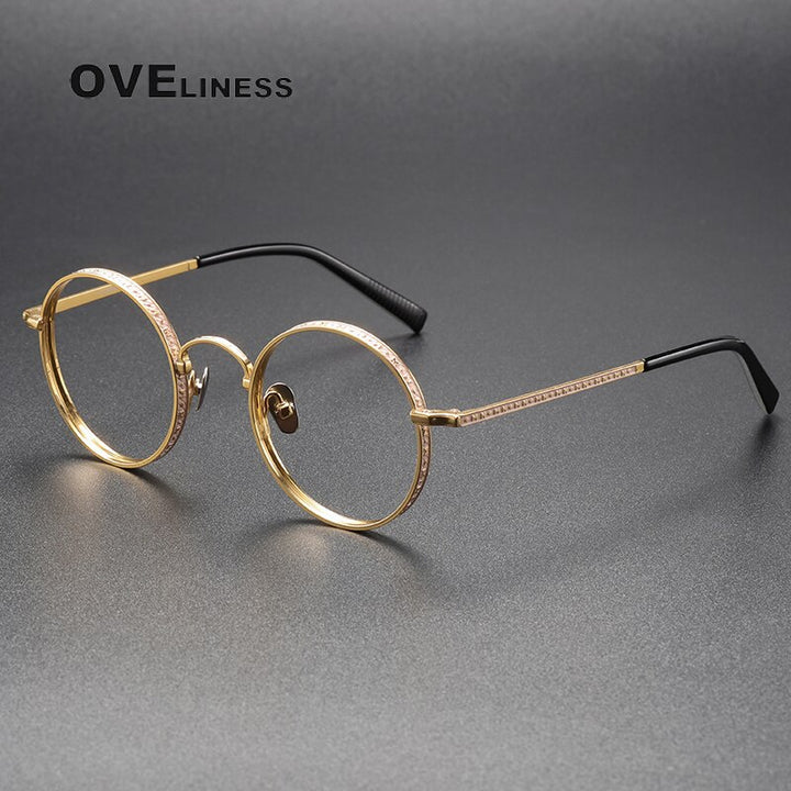 Oveliness Unisex Full Rim Round Titanium Eyeglasses M3100 Full Rim Oveliness gold