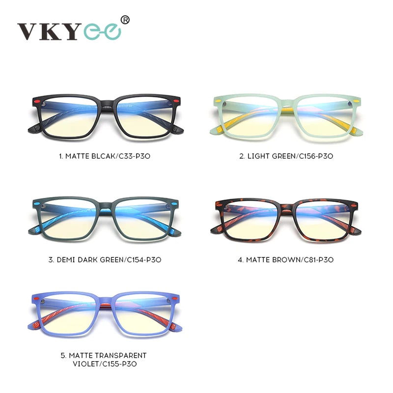 Vicky Youth Unisex Full Rim Square Tr 90 Titanium Eyeglasses 5101 Full Rim Vicky