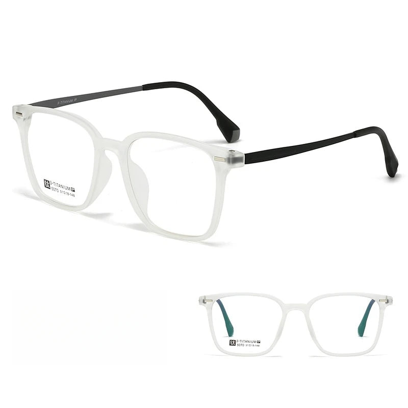 Yimaruili Unisex Full Rim Square Tr 90 Titanium-Alloy Eyeglasses 5070