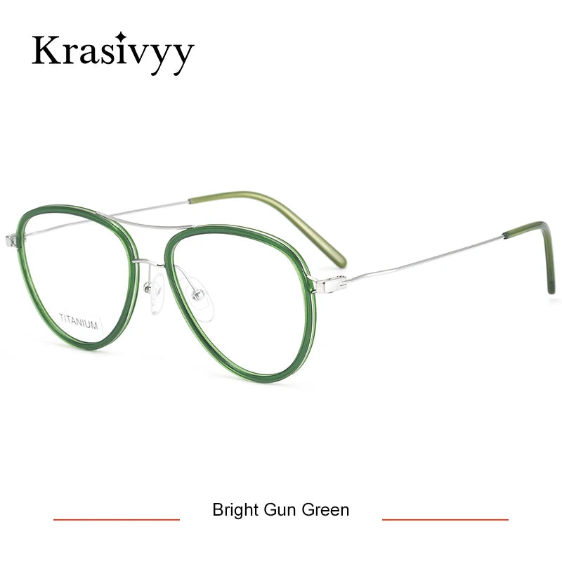 Krasivyy Women's Full Rim Oval Double Bridge Titanium Eyeglasses 316043