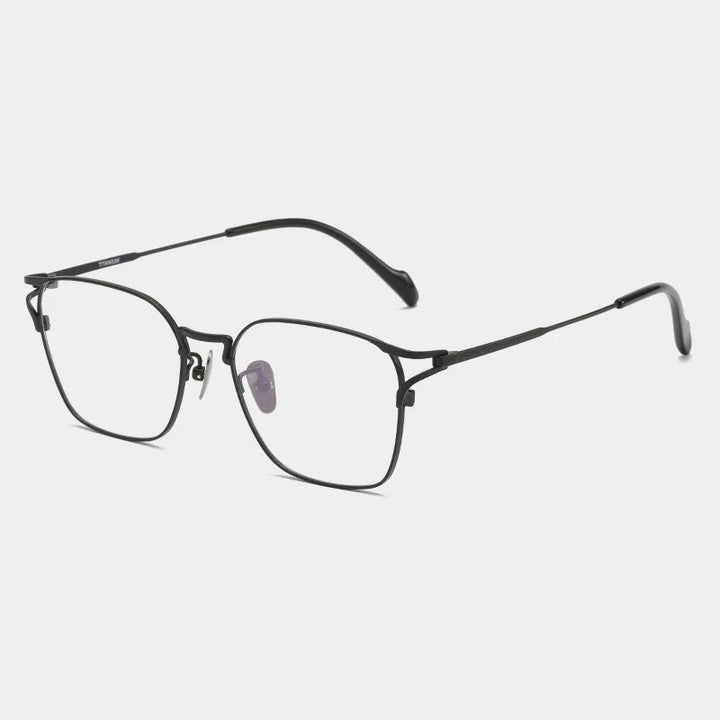 Gatenac Unisex Full Rim Square Titanium Eyeglasses Gxyj1138 Full Rim Gatenac Black