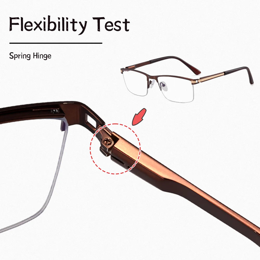 Ralferty Men's Semi Rim Square Alloy Eyeglasses 91342 Semi Rim Ralferty