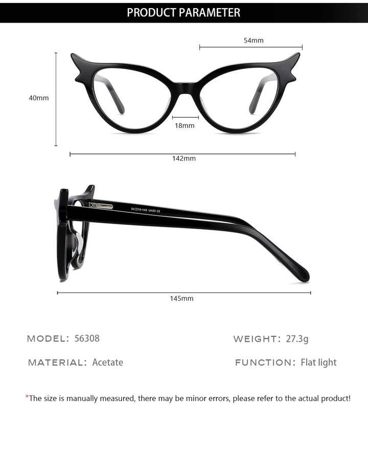 CCspace Women's Full Rim Oval Cat Eye Acetate Hyperopic Reading Glasses R56308 Reading Glasses CCspace