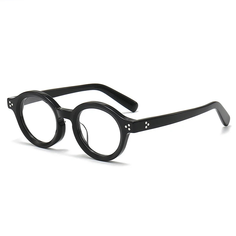 Black Mask Unisex Full Rim Round Thick Acetate Eyeglasses 94148 Full Rim Black Mask Black