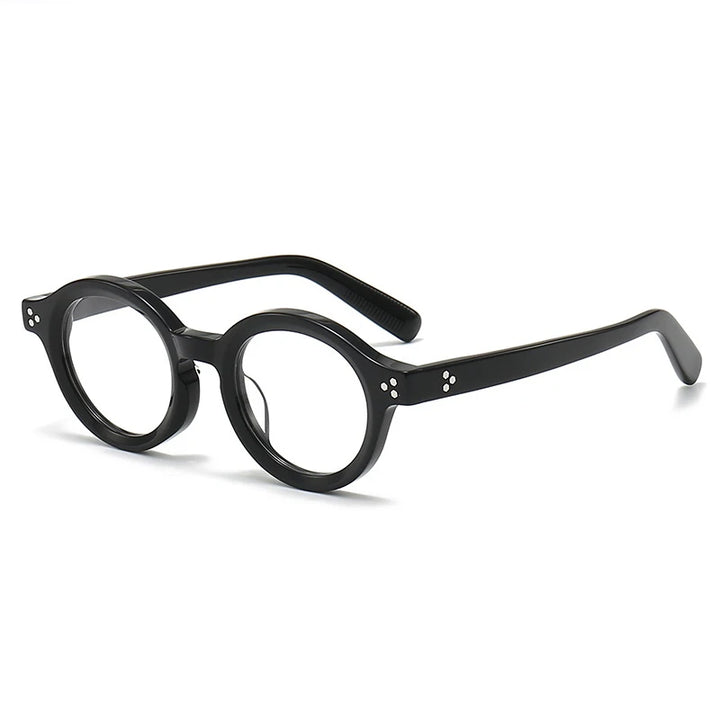 Black Mask Unisex Full Rim Round Thick Acetate Eyeglasses 94148 Full Rim Black Mask Black