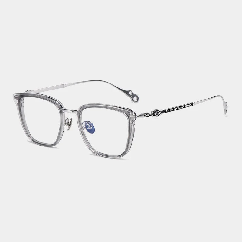 Hewei Unisex Full Rim Square Titanium Acetate Eyeglasses 86867 Full Rim Hewei C3 CHINA