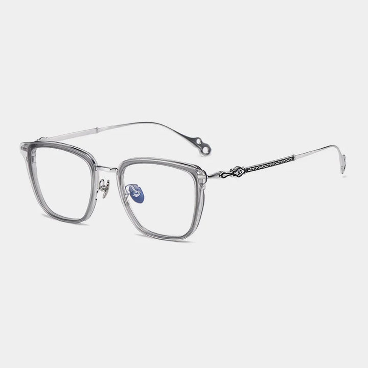 Hewei Unisex Full Rim Square Titanium Acetate Eyeglasses 86867 Full Rim Hewei C3 CHINA