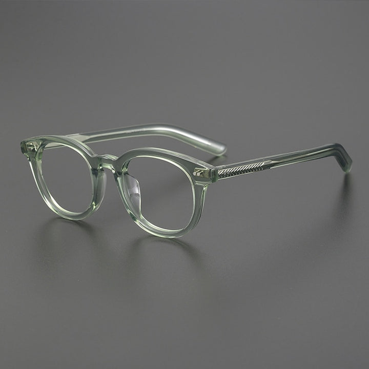 Gatenac Unisex Full Rim Round Square Handcrafted  Acetate Eyeglasses Gxyj1028 Full Rim Gatenac Green