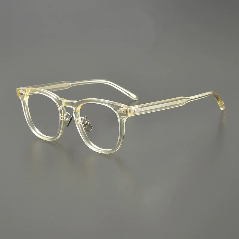 Black Mask Unisex Full Rim Square Acetate Eyeglasses 14422 Full Rim Black Mask Clear Yellow
