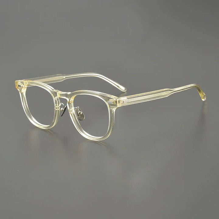 Black Mask Unisex Full Rim Square Acetate Eyeglasses 14422 Full Rim Black Mask Clear Yellow