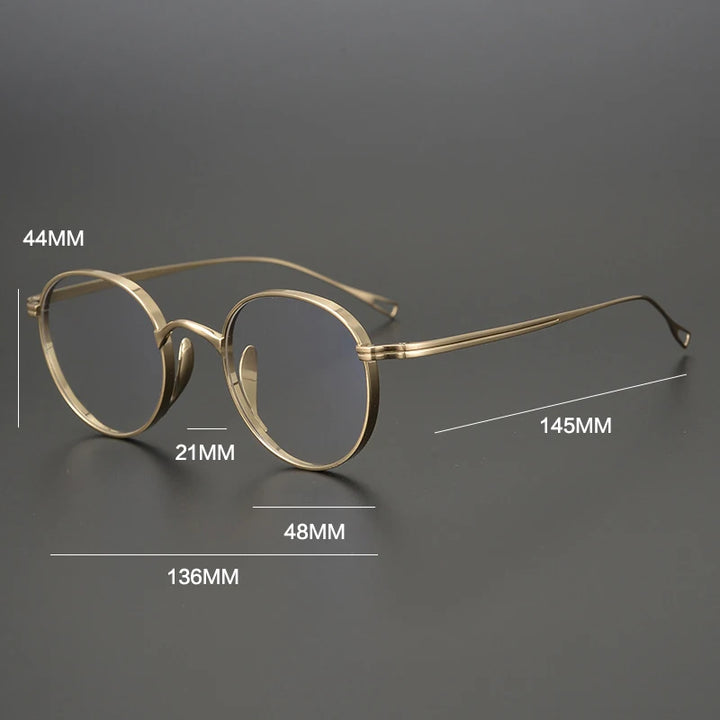 Gatenac Unisex Full Rim Round Small Titanium Eyeglasses Gxyj1447 Full Rim Gatenac