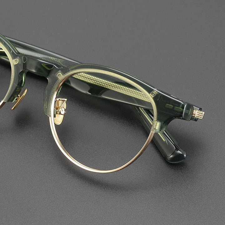 Gatenac Unisex Full Rim Round Acetate Eyeglasses Gxyj1190 Full Rim Gatenac