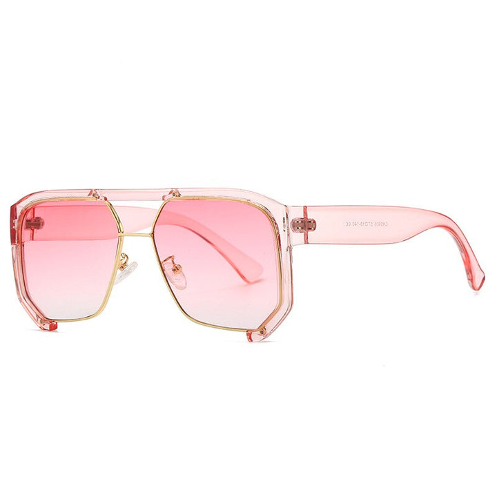 CCspace Unisex Semi Rim Square Tr 90 UV400 Sunglasses 56217 Sunglasses CCspace Sunglasses C5Pink