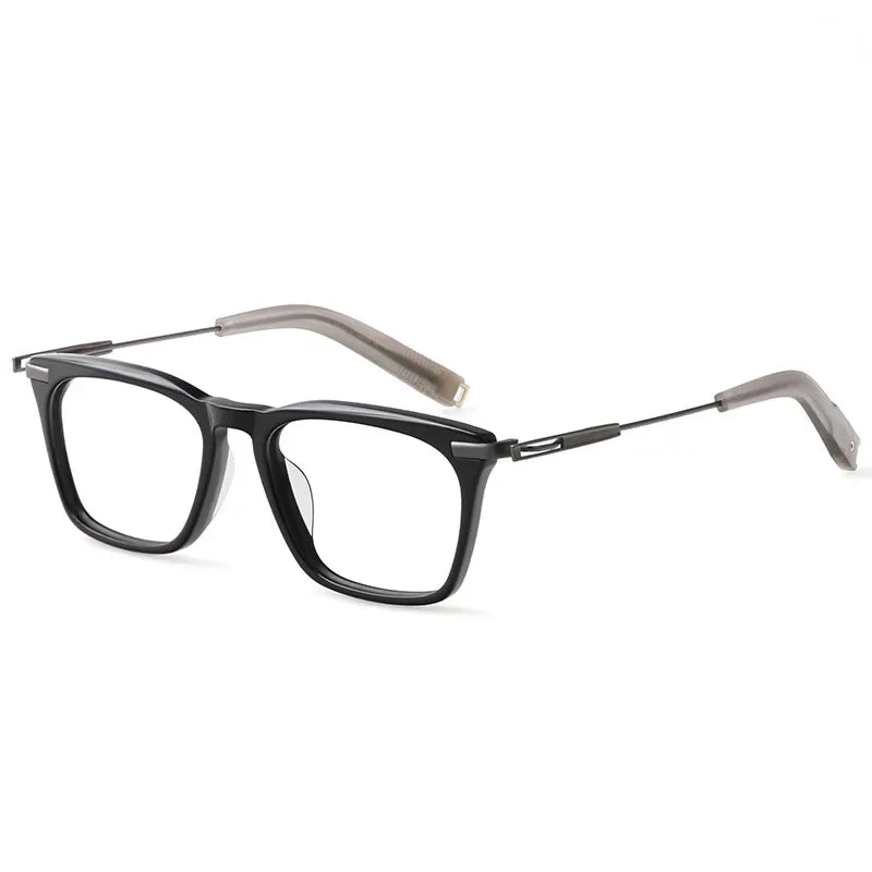 Hdcrafter Men's Full Rim Square Acetate Titanium Eyeglasses 95403
