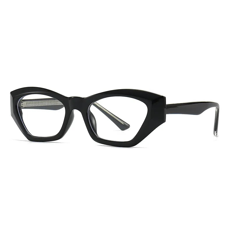 CCspace Unisex Full Rim Cat Eye Tr 90 Titanium Eyeglasses 56842 Full Rim CCspace C8BlackClear