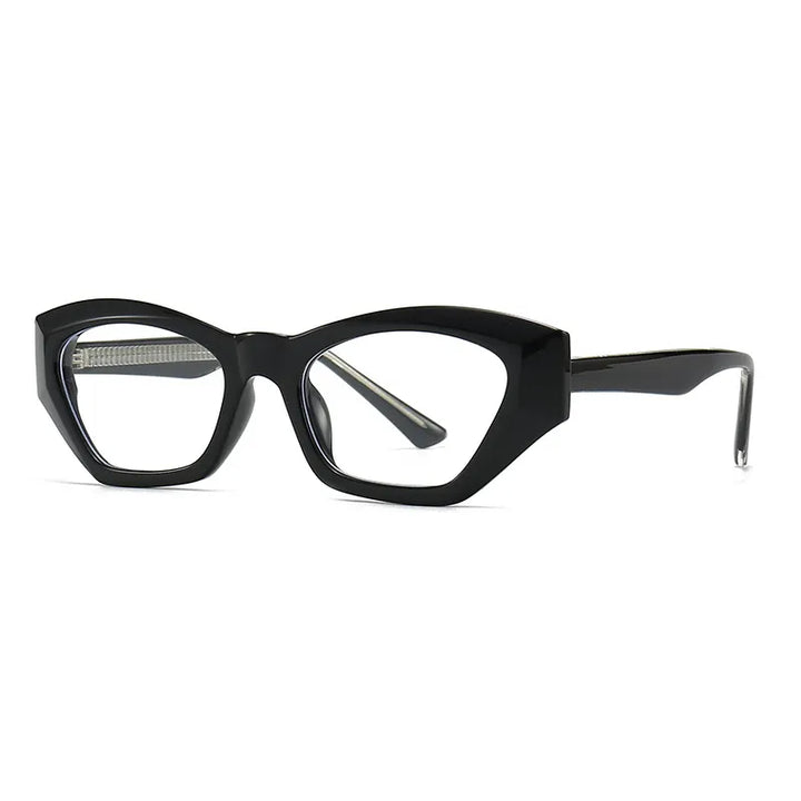 CCspace Unisex Full Rim Cat Eye Tr 90 Titanium Eyeglasses 56842 Full Rim CCspace C8BlackClear
