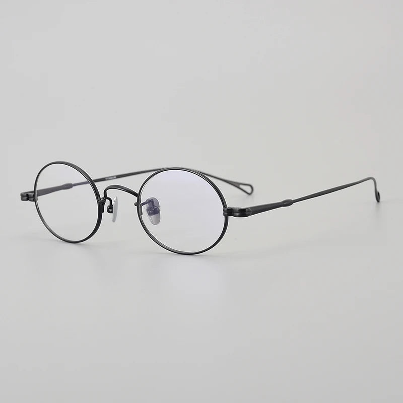 Muzz Unisex Full Rim Small Round Titanium Eyeglasses Mu01 Full Rim Muzz black