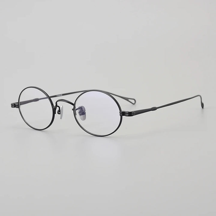 Muzz Unisex Full Rim Small Round Titanium Eyeglasses Mu01 Full Rim Muzz black