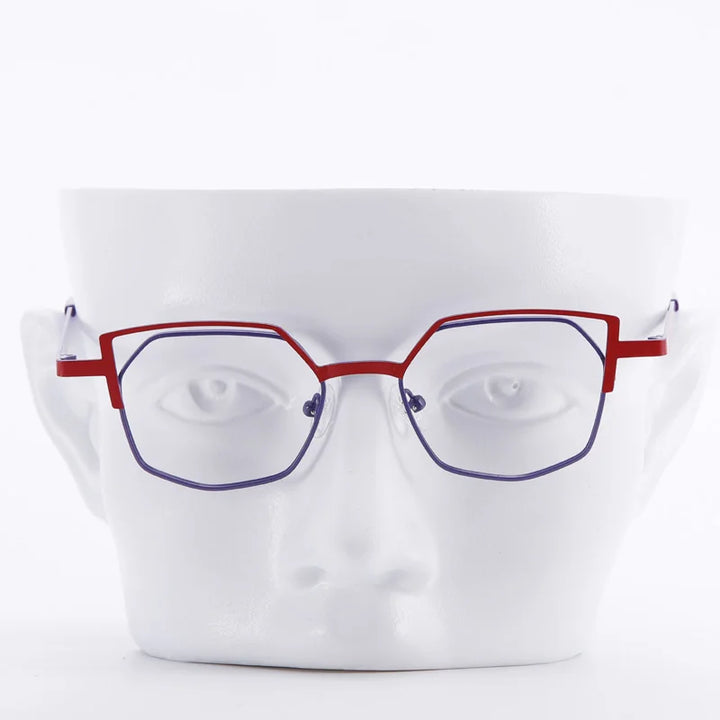 Muzz Women's Full Rim Polygon Cat Eye Alloy Eyeglasses 5527 Full Rim Muzz