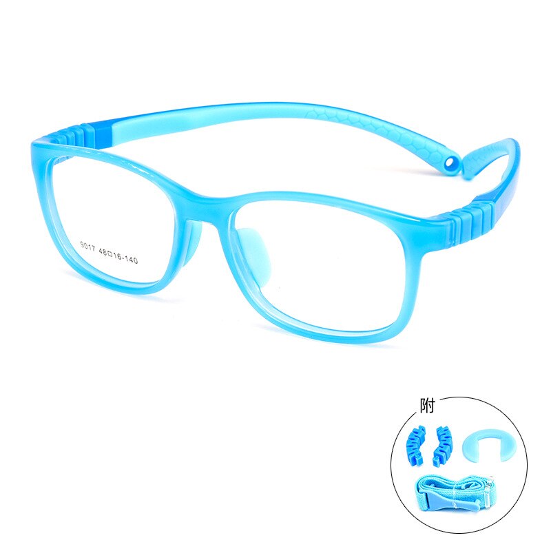 Yimaruili Unisex Children's Full Rim Square Tr 90 Silicone Screwless Eyeglasses 901et Full Rim Yimaruili Eyeglasses Light Blue  