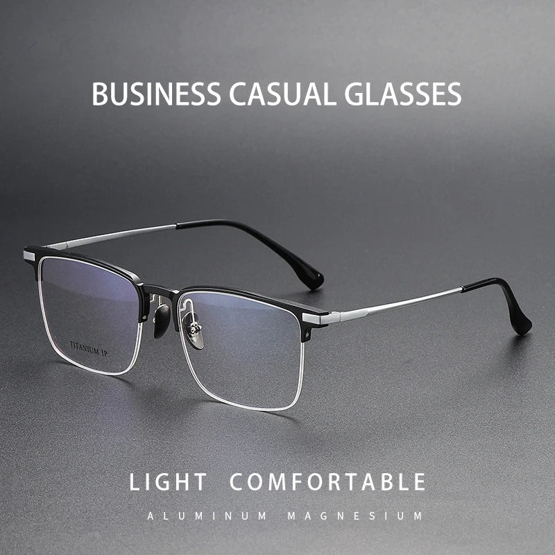 Vicky Unisex Semi Rim Square Titanium Reading Glasses V20261 Reading Glasses Vicky