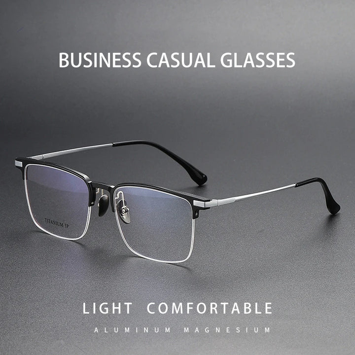 Vicky Unisex Semi Rim Square Titanium Reading Glasses V20261 Reading Glasses Vicky
