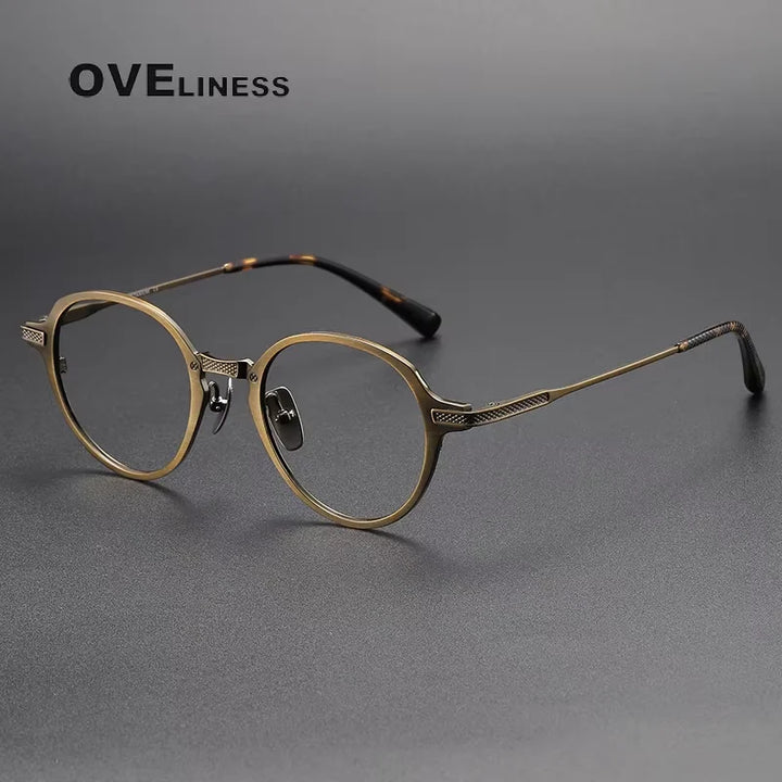 Oveliness Unisex Full Rim Round Acetate Titanium Eyeglasses 212426