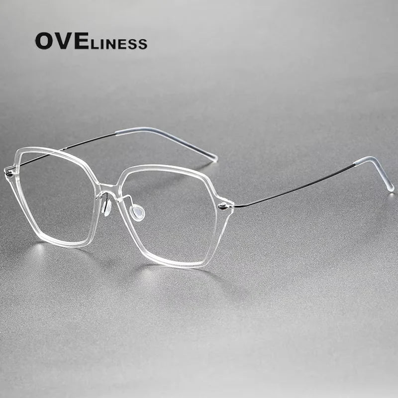 Oveliness Unisex Full Rim Square Acetate Titanium Eyeglasses 6621 Full Rim Oveliness transparent