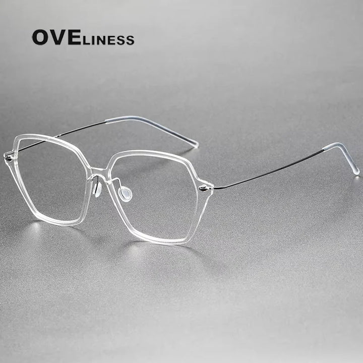 Oveliness Unisex Full Rim Square Acetate Titanium Eyeglasses 6621 Full Rim Oveliness transparent