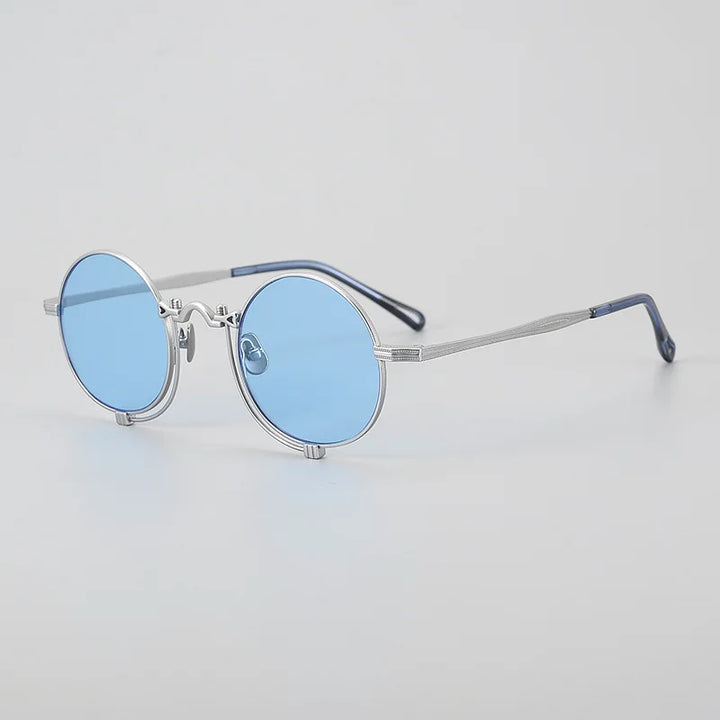 Black Mask Unisex Full Rim Round Titanium Polarized Sunglasses 10601 Sunglasses Black Mask Silver As Shown