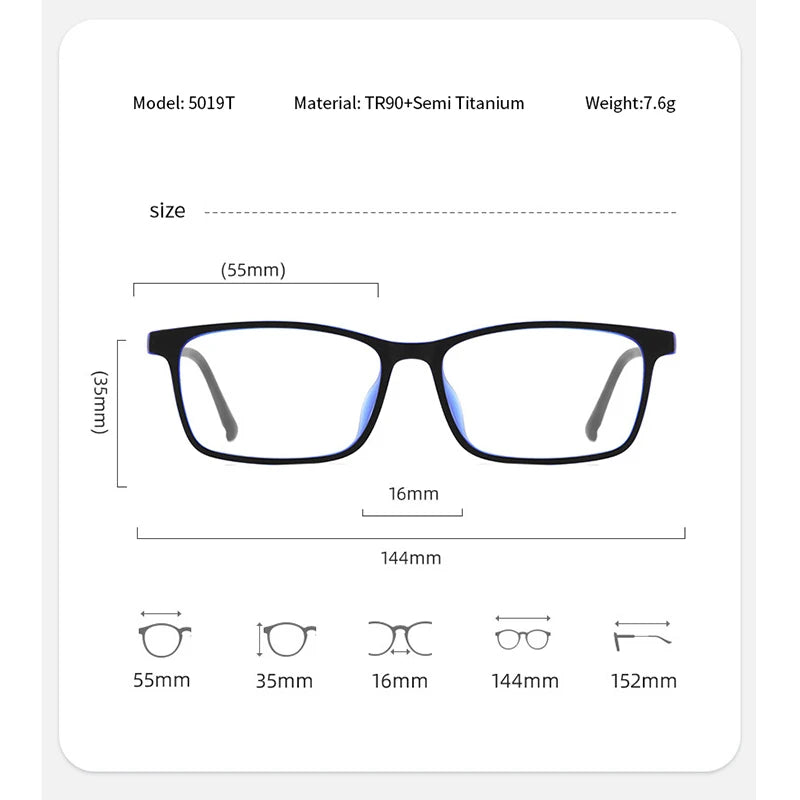Xbora Unisex Full Rim Square Tr 90 Titanium Eyeglasses 79824