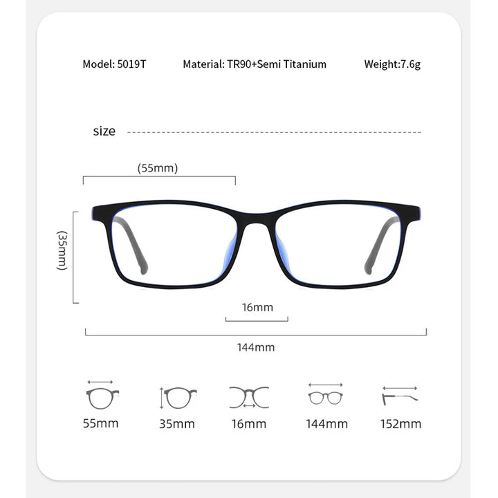 Xbora Unisex Full Rim Square Tr 90 Titanium Eyeglasses 79824