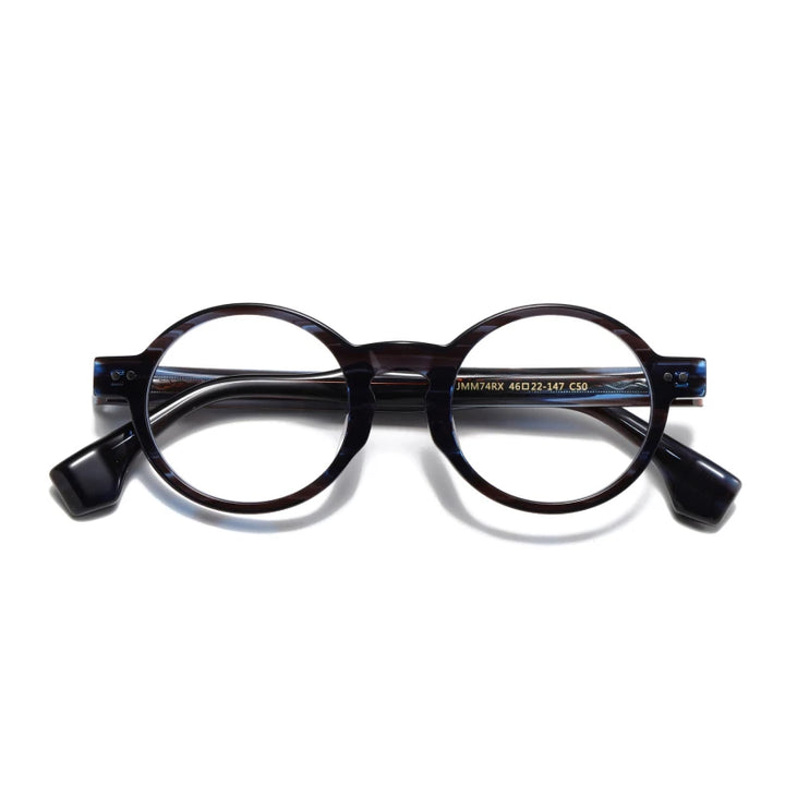 Black Mask Unisex Full Rim Round Acetate Eyeglasses 51474