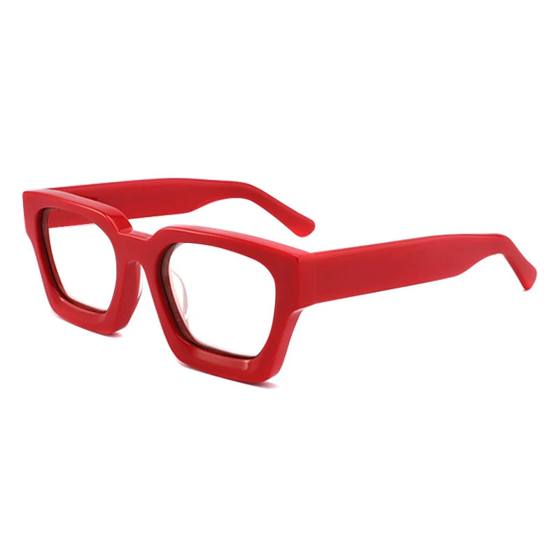 Gatenac Unisex Full Rim Thick Square Acetate Eyeglasses Gxyj1472 Full Rim Gatenac Red