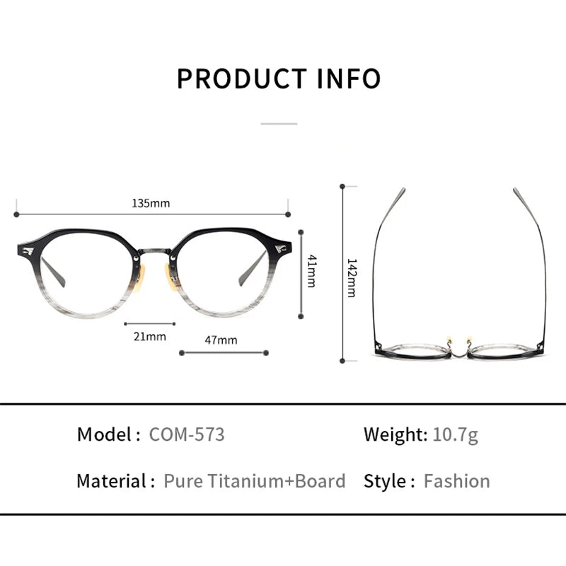 Xbora Women's Full Rim Oval Round Acetate Titanium Eyeglasses 61573
