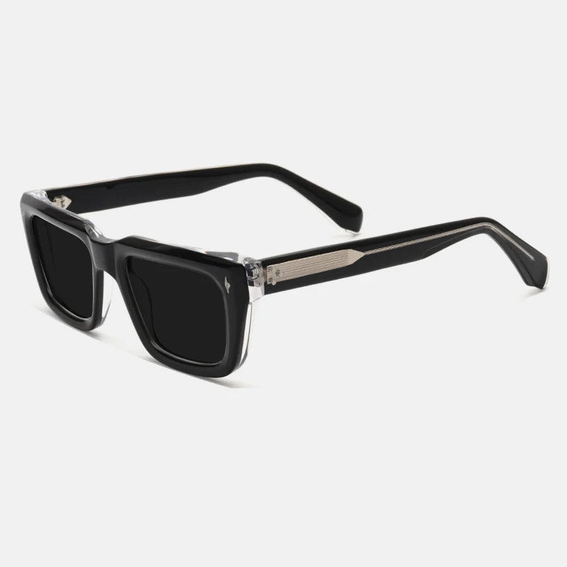 Gatenac Unisex Full Rim Square Polarized Acetate Sunglasses Mo13 Sunglasses Gatenac Black T Gray