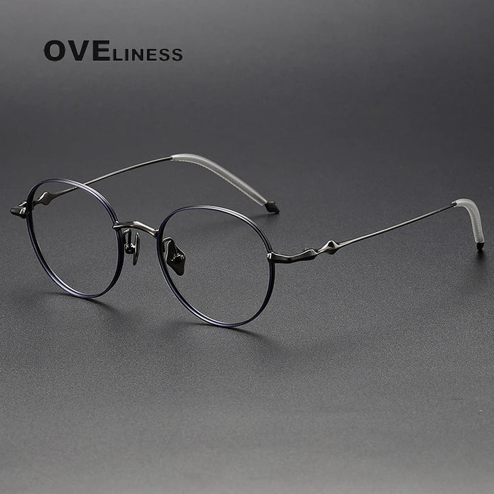 Oveliness Unisex Full Rim Round Titanium Eyeglasses 4519 Full Rim Oveliness blue gun