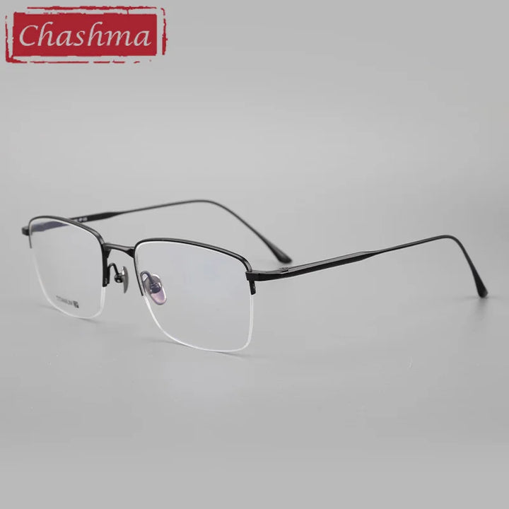 Chashma Ottica Men's Semi Rim Square Titanium Eyeglasses 3812 Semi Rim Chashma Ottica Black  