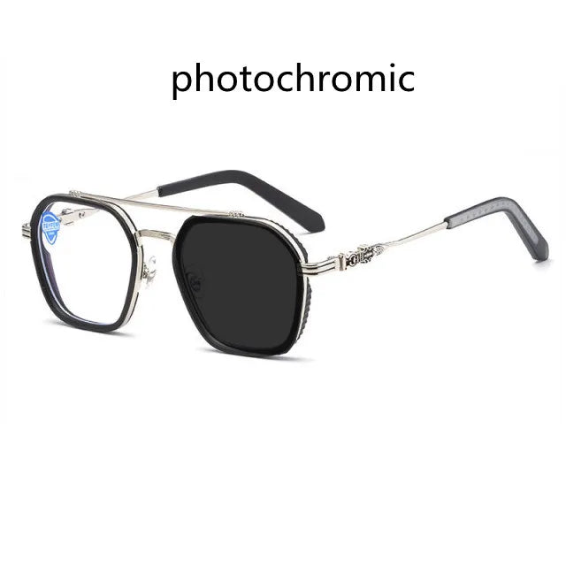 Kocolior Men's Full Rim Square Double Bridge Alloy Reading Glasses 82056 Reading Glasses Kocolior Anti blue 0 Photochromic B S China