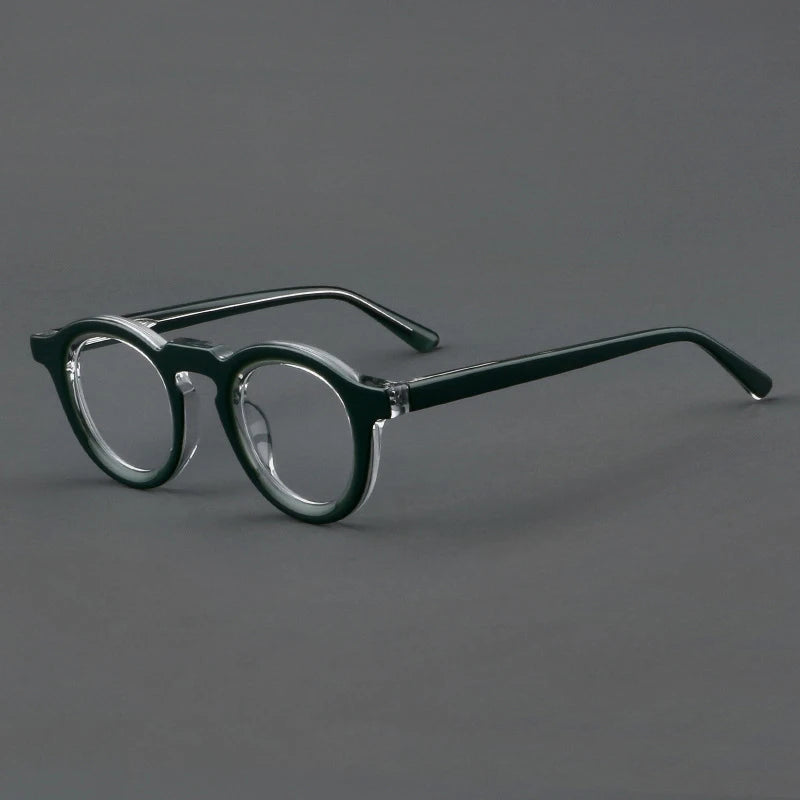 CCspace Unisex Full Rim Round Acetate Eyeglasses 57431 Full Rim CCspace Green
