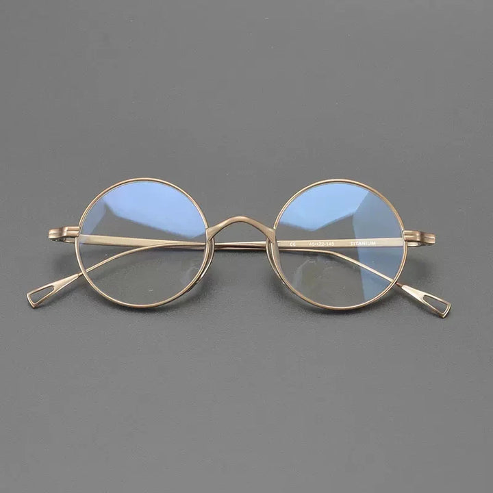 Gatenac Unisex Full Rim Small Round Titanium Eyeglasses Gxyj1446 Full Rim Gatenac