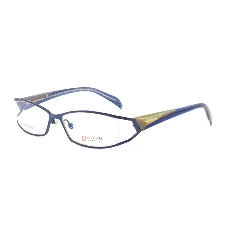 Cubjoue Unisex Full Rim Rectangle Alloy Myopic Reading Glasses 13006 Reading Glasses Cubojue Blue 0