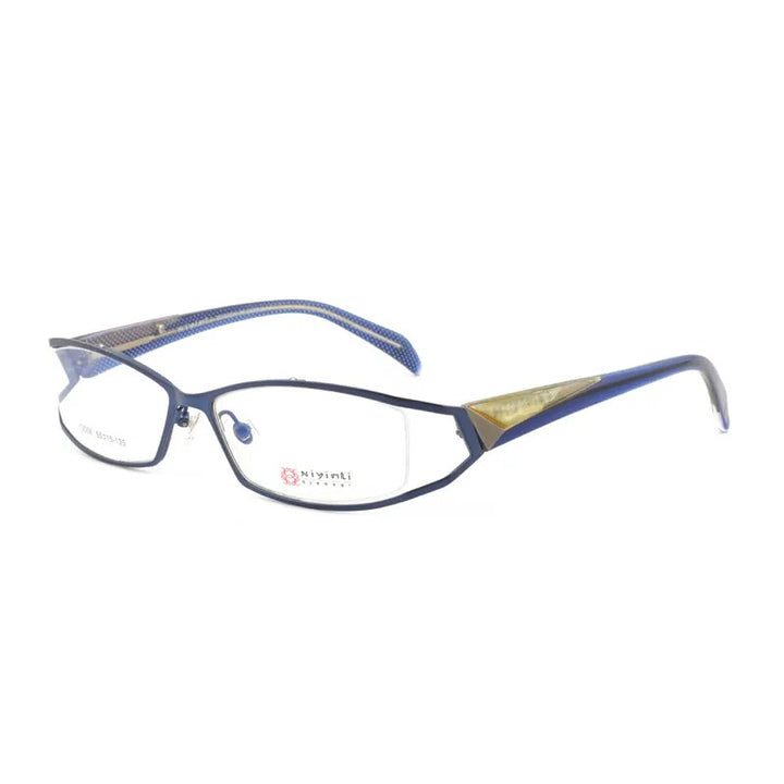 Cubjoue Unisex Full Rim Rectangle Alloy Myopic Reading Glasses 13006 Reading Glasses Cubojue Blue 0