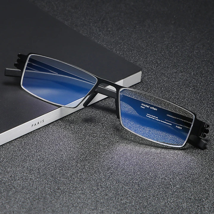 Black Mask Unisex Full Rim Square Stainless Steel Eyeglasses Ib005 Full Rim Black Mask